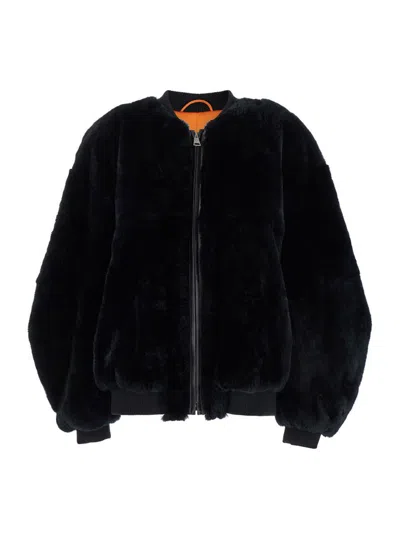 Numero Otto Black Bomber Jacket With Zip Closure