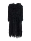 Numero Otto Black Fur Coat With Round Neck And Long Sleeves In Fur Woman In Black