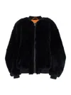 Numero Otto Black Bomber Jacket With Zip Closure In Fur Woman In Black