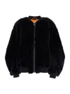 Numero Otto Black Bomber Jacket With Zip Closure In Fur Woman In Black