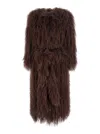Numero Otto Brown Fur Coat With Round Neck And Long Sleeves In Fur Woman In Brown