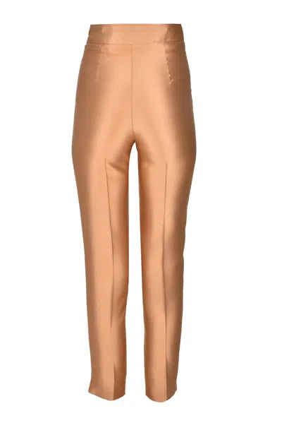 Numero Primo Taffetà Cigarette Trousers In Bronze