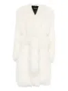 Numerootto Carlotta Belted Fluffy Coat In White
