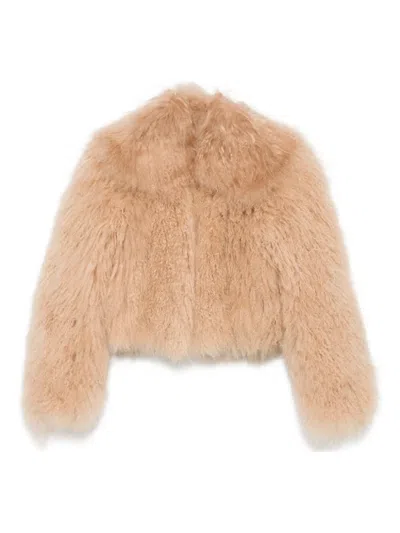 Numerootto Mongolian Fur Jacket In Neutral