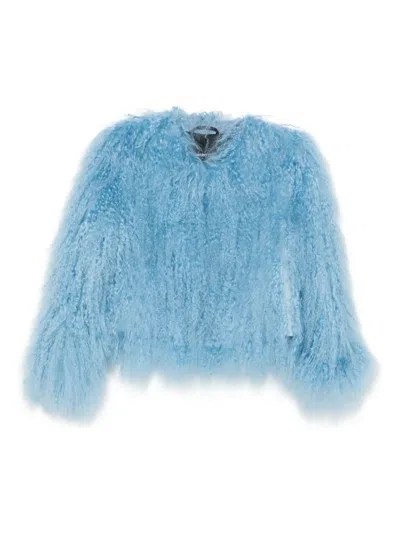 Numerootto Sheepskin Long-sleeve Jacket In Blue