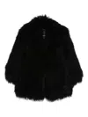 Numerootto Wavy-fleece Coat In Black