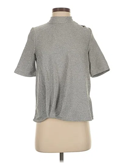 Pre-owned Numph Short Sleeve Top Gray Mock Neckline Tops