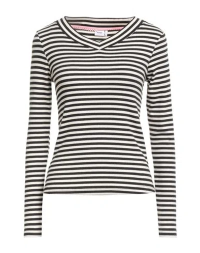 Numph Nümph Woman T-shirt Black Size Xs Cotton, Modal, Elastane In Multi