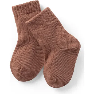 Nuna Kids'  Cotton Blend Crew Socks In Brown