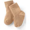 Nuna Kids'  Cotton Blend Crew Socks In Brown