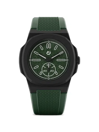 Nuncier Sequent Carbon Tech Sand Textured 45mm Watch In Green