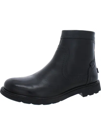 Nunn Bush 1912 Waterproof Plain Toe Mens Zipper Leather Chelsea Boots In Black