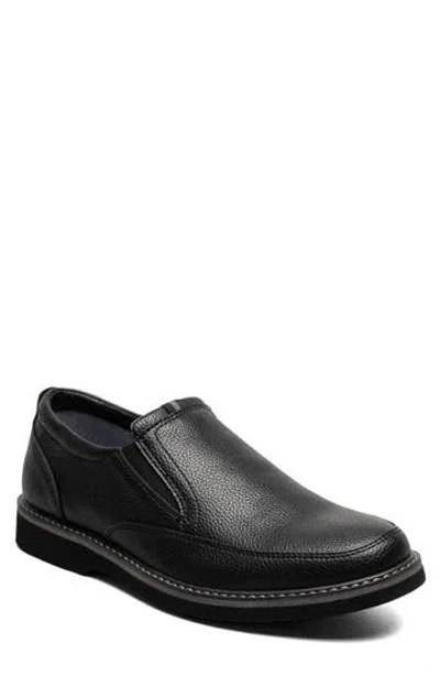 Nunn Bush Ashton Moc Toe Slip-on Loafer In Black Tumble