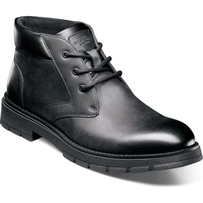 Nunn Bush Brady Faux Leather Plain Toe Chukka Boot In Black