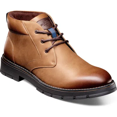 Nunn Bush Brady Faux Leather Plain Toe Chukka Boot In Brown