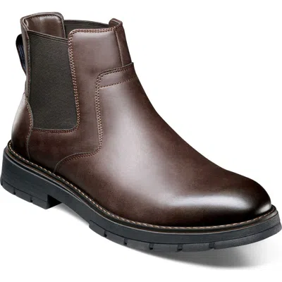 Nunn Bush Brady Plain Toe Faux Leather Chelsea Boot In Brown