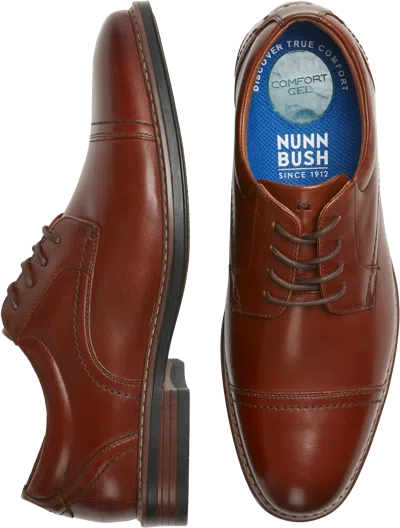 Nunn Bush Centro Flex Cap Toe Oxfords Cognac - Size: 12 Wide In Brown