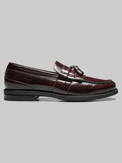 Nunn Bush Keaton Leather Moc Toe Tassel Slip-on Shoes Burgundy - Size: 11 Wide