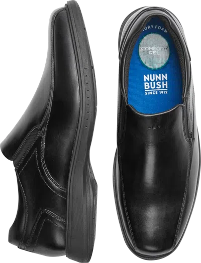 Nunn Bush Wade Work Leather Moc Toe Slip-on Venetian Loafer In Black
