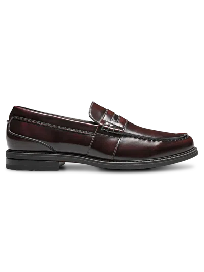 Nunn Bush Lincoln Leather Moc Toe Penny Loafer In Polished Burgundy