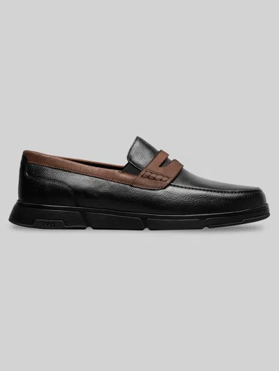 Nunn Bush Luca Leather Moc Toe Penny Loafers In Black