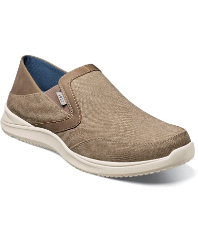 Nunn Bush Men's Conway Ez Canvas Moc Toe Slip On Shoes In Stone