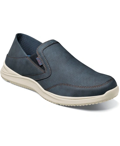 Nunn Bush Men's Conway Ez Moc Toe Slip On Shoes In Navy Multi