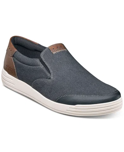 Nunn Bush Men's Kore City Walk Athletic Style Canvas Slip-on Loafer In Blue Denim