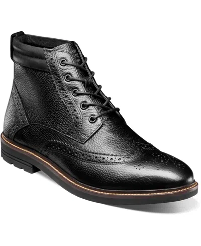 Nunn Bush Men's Odell Ii Wingtip Boot In Black Tumble