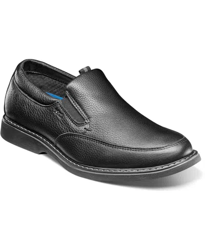 Nunn Bush Men's Otto Moc Toe Slip On Shoes In Black Tumble