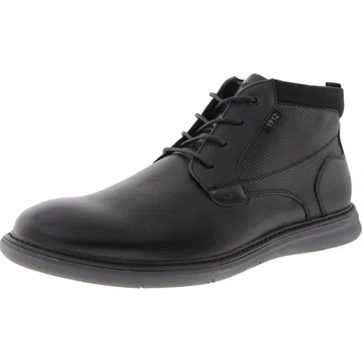 Nunn Bush Mens Faux Leather Lace-up Chukka Boots In Black