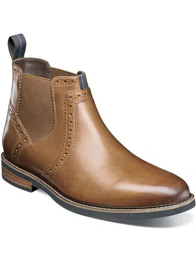 Nunn Bush Otis Mens Leather Slip-on Chelsea Boots In Brown