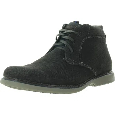 Nunn Bush Otto Mens Faux Leather Ankle Chukka Boots In Grey