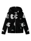 Nununu Eye-print Zip-up Hoddie In Black