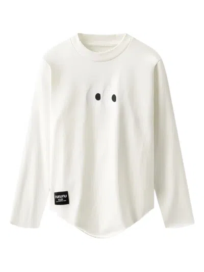 Nununu Kids' Ghost-eye Long-sleeve T-shirt In White