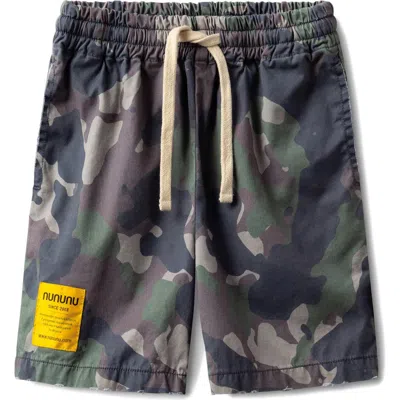 Nununu Kids' Camo Cotton Drawstring Shorts In Camouflage