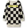 Nununu Kids' Checkmate Long Sleeve Sweatshirt Dress In Smokey Natural