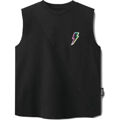 Nununu Kids' Dizzy Bolt Sleeveless Graphic Tank In Black