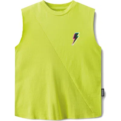 Nununu Kids' Dizzy Bolt Sleeveless Graphic Tank In Hot Lime