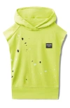 Nununu Kids' Mono Splash Sleeveless Cotton Hoodie In Hot Lime