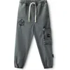 Nununu Kids' Smile Cotton Graphic Cargo Pants In Graphite