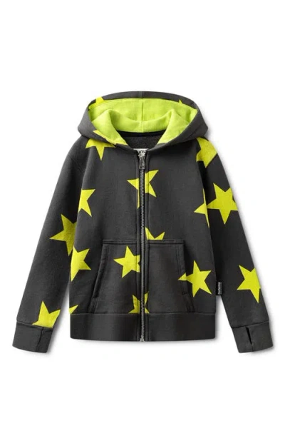 Nununu Kids' Star Light Zip Hoodie In Graphite Lime