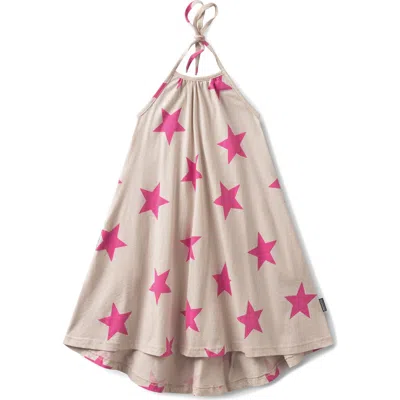 Nununu Kids' Star Print Halter Dress In Smokey Natural Pink