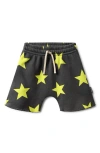 Nununu Kids' Rounded Star Sweat Shorts In Graphite Lime