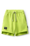 Nununu Kids' Unbalanced Raw Hem Cotton Sweat Shorts In Green