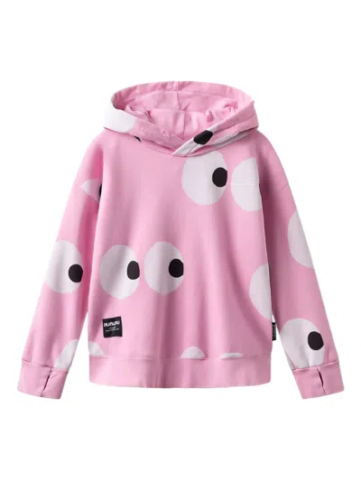 Nununu Kids' Side Eye Hoodie In Pink