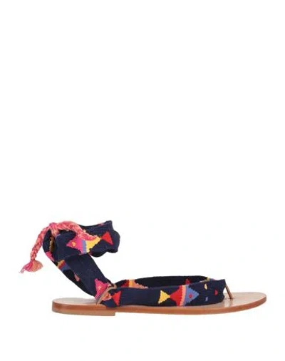 Nupie Nupié Woman Thong Sandal Navy Size 8 Textile Fibers In Navy Blue
