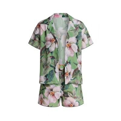 Nur Karaata Green Coral Cameo Co Ord Set In Multi