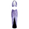 Nur Karaata Pink / Purple Byblos Skirt & Top Set In Pink/purple