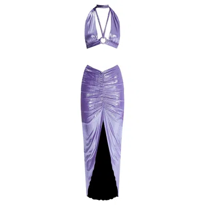 Nur Karaata Pink / Purple Byblos Skirt & Top Set In Pink/purple